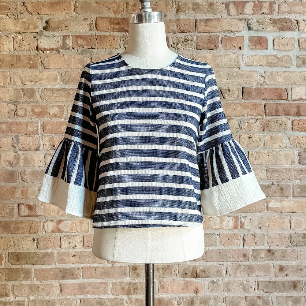 BNWOT Anthropologie Stripe Bell Sleeve Top